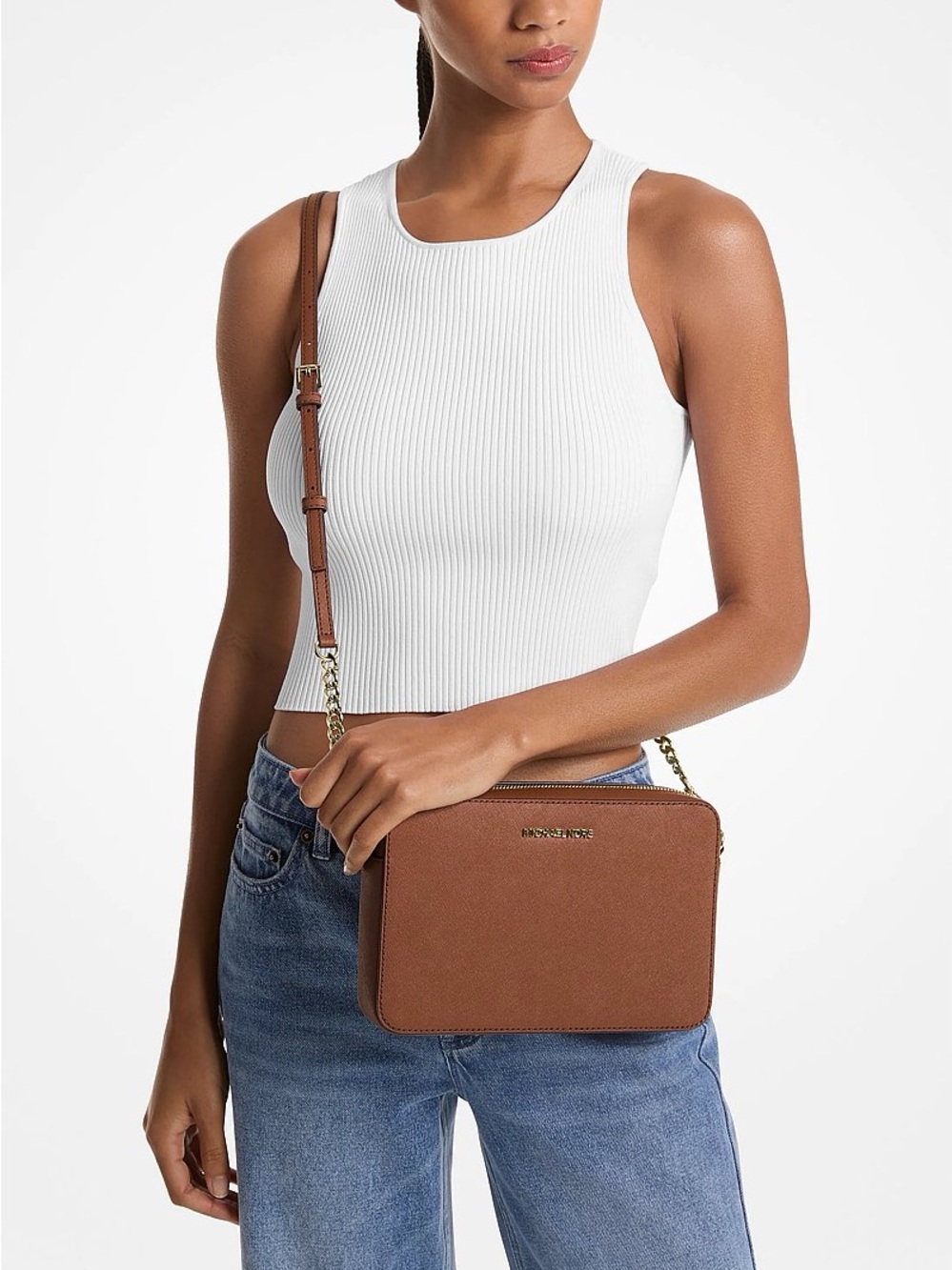 Michael Kors Jet Set Large Saffiano Leather Crossbody Bag